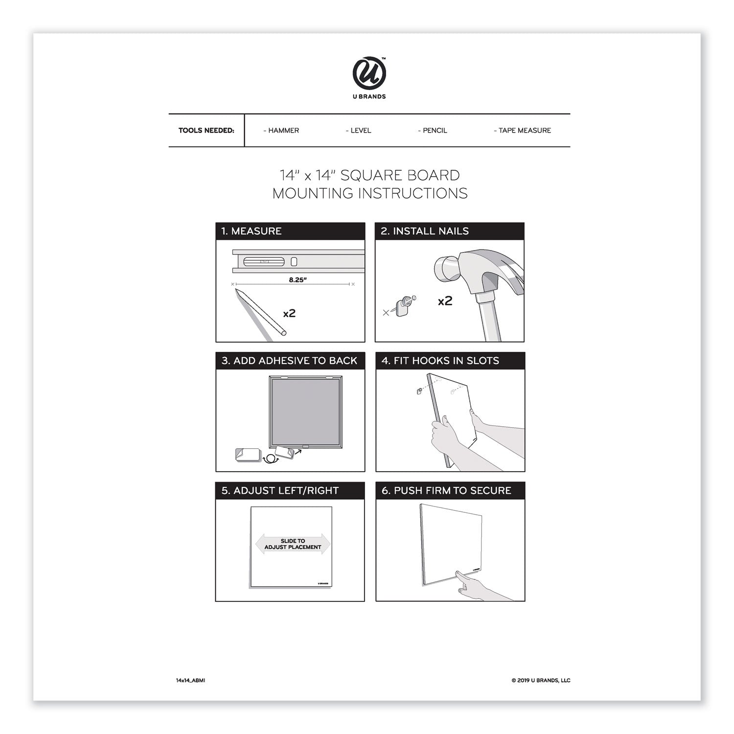 U Brands Tile Board Value Pack, 14 x 14, White/Natural, 2/Set
