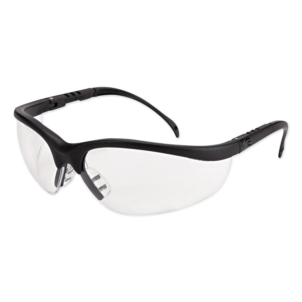 MCR Klondike Safety Glasses, Matte Black Frame, Clear Lens, 12/Box