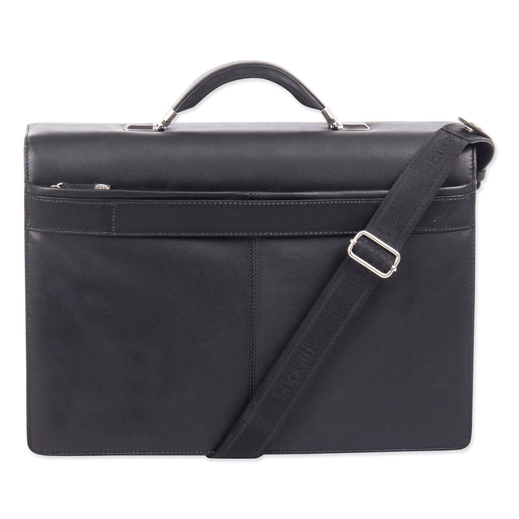 Swiss Mobility Milestone Briefcase, Fits Devices Up to 15.6", Leather, 5 x 5 x 12, Black
