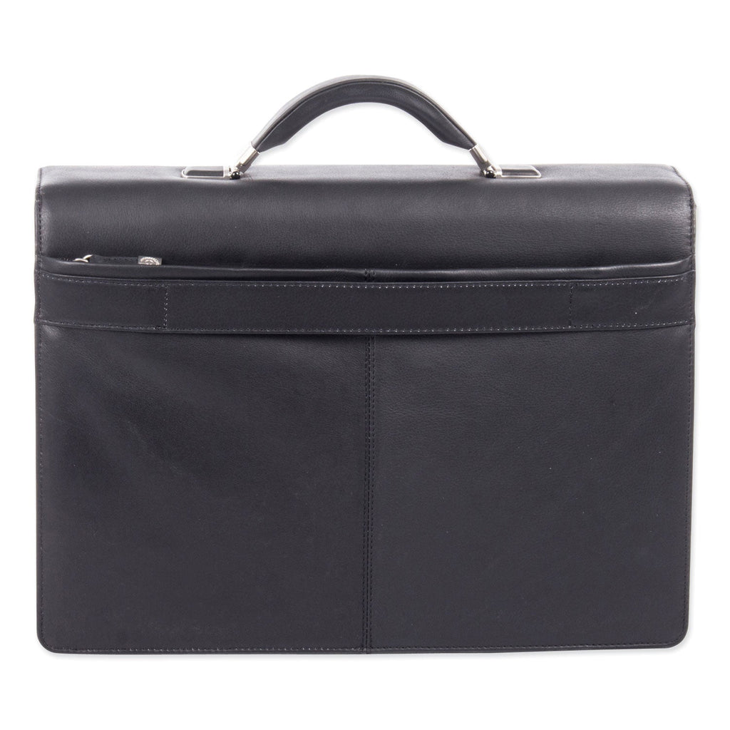 Swiss Mobility Milestone Briefcase, Fits Devices Up to 15.6", Leather, 5 x 5 x 12, Black