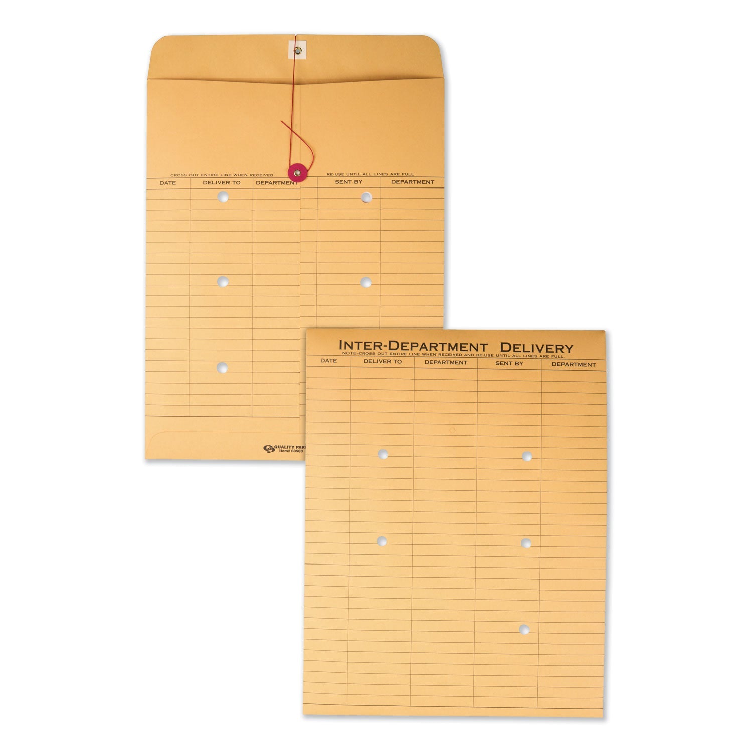 Quality Park Recycled Kraft String/Button Interoffice Envelope, #97, Two-Sided Five-Column Format, 52-Entries, 10 x 13, Brown Kraft,100/CT