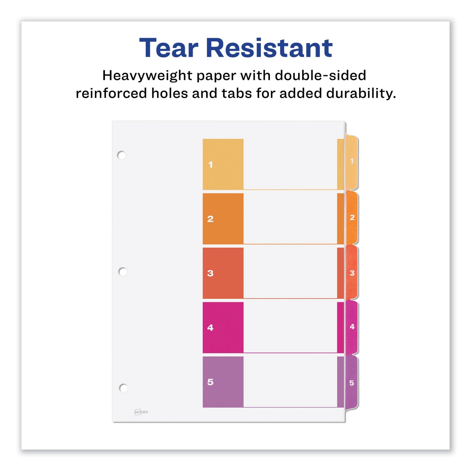 Avery Customizable TOC Ready Index Multicolor Tab Dividers, Uncollated, 5-Tab, 1 to 5, 11 x 8.5, White, 24 Sets
