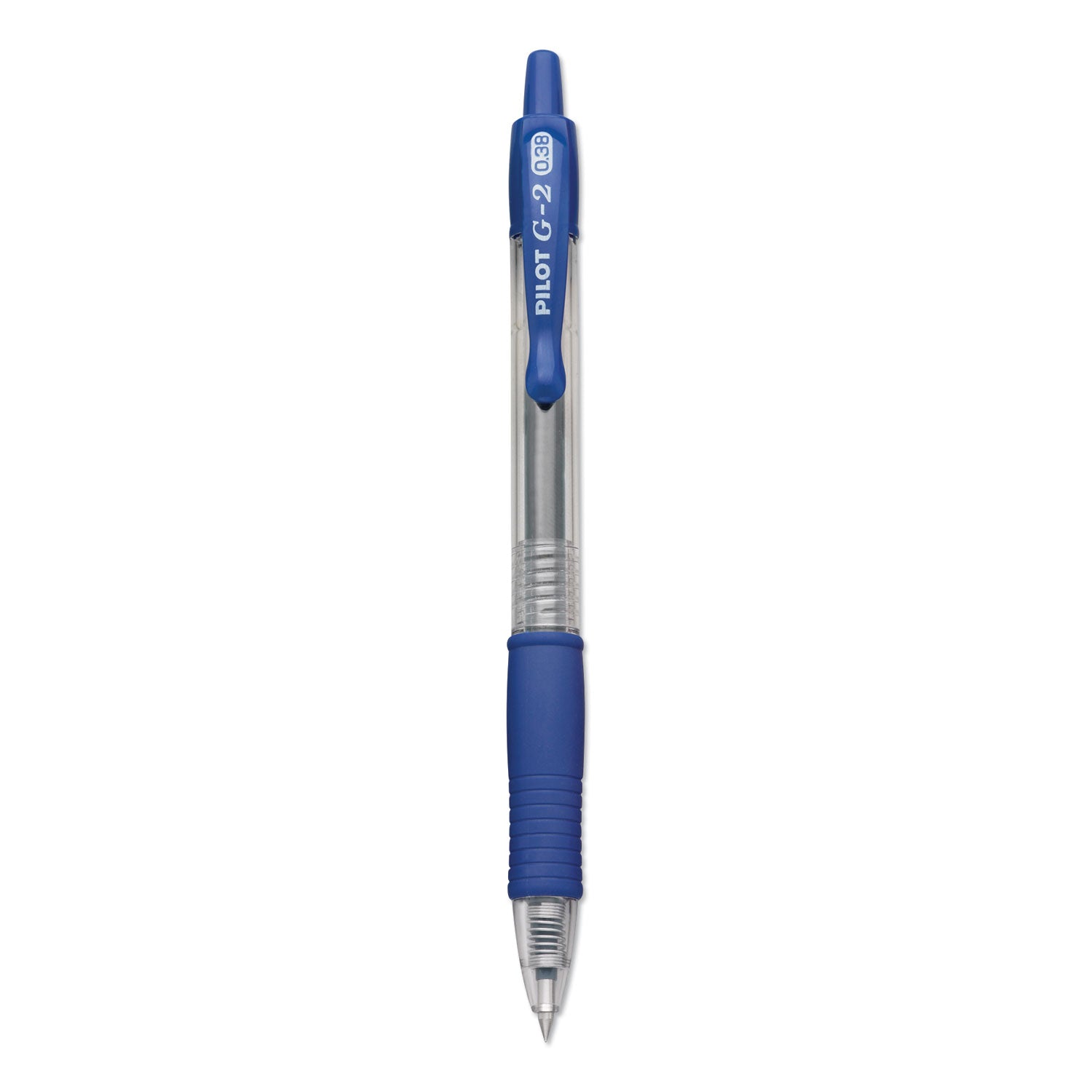 Pilot G2 Premium Gel Pen Convenience Pack, Retractable, Extra-Fine 0.38 mm, Blue Ink, Clear/Blue Barrel, Dozen