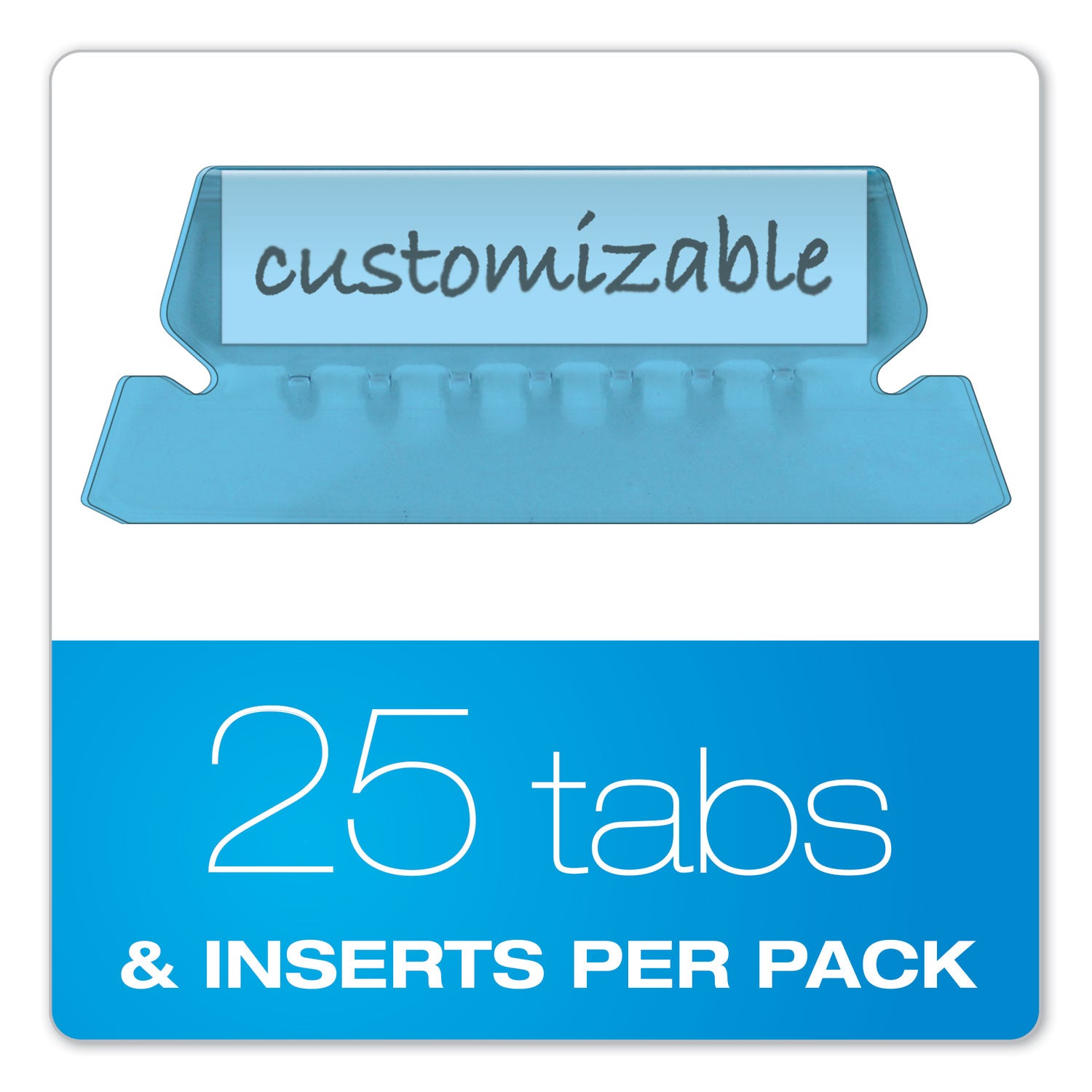 Pendaflex Transparent Colored Tabs For Hanging File Folders, 1/5-Cut, Blue, 2" Wide, 25/Pack
