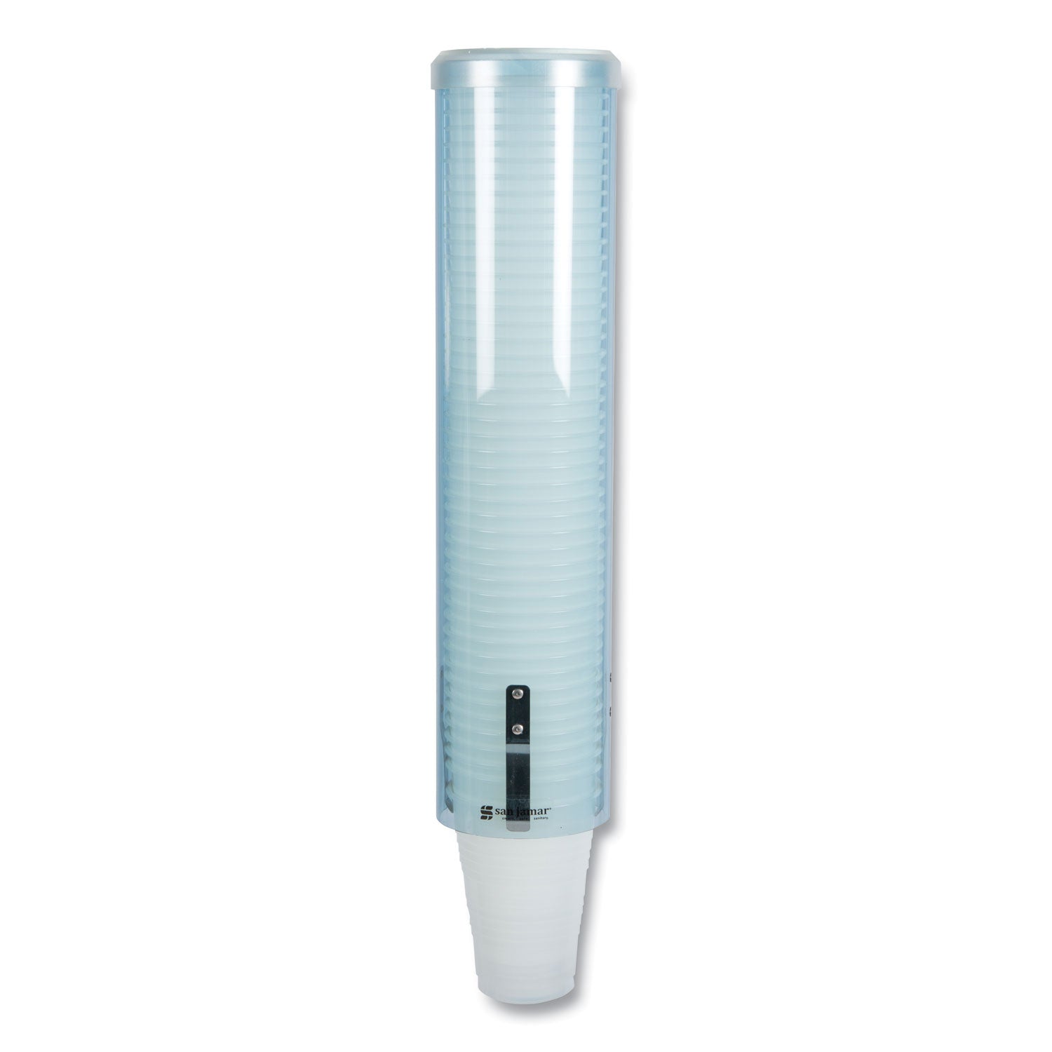 San Jamar Large Pull-Type Water Cup Dispenser, For 12 oz Cups, Translucent Blue