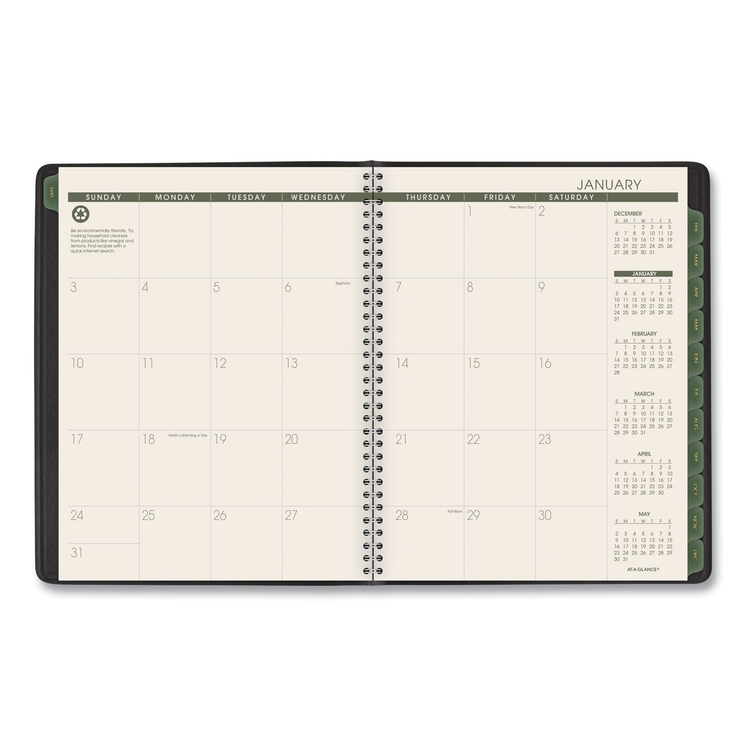 AT-A-GLANCE Recycled Weekly Vertical-Column Format Appointment Book, 8.75 x 7, Black Cover, 12-Month (Jan to Dec): 2023