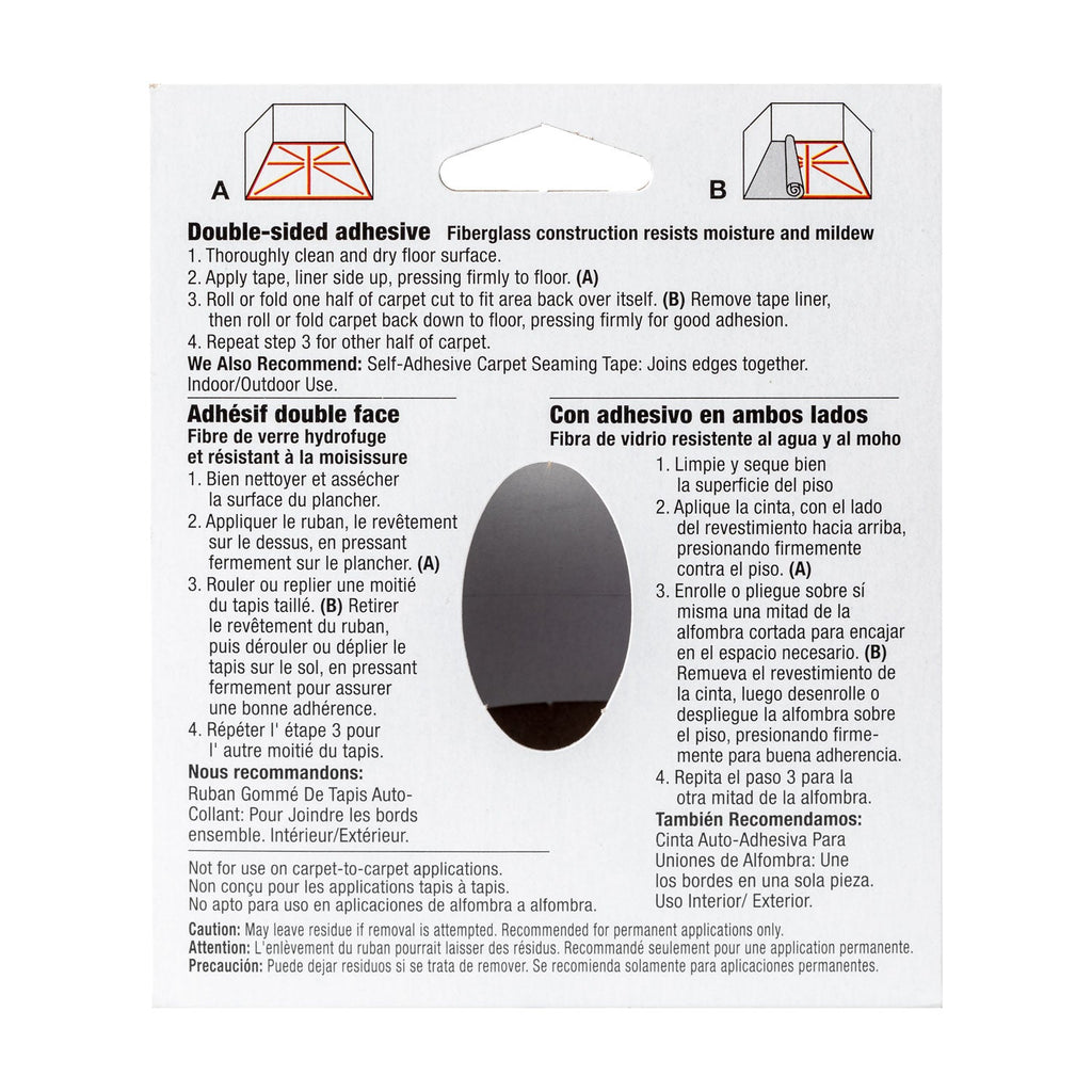 Duck Carpet Tape, 3" Core, 1.88" x 75 ft, White
