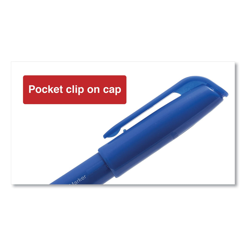 Universal Pen-Style Permanent Marker, Fine Bullet Tip, Blue, Dozen