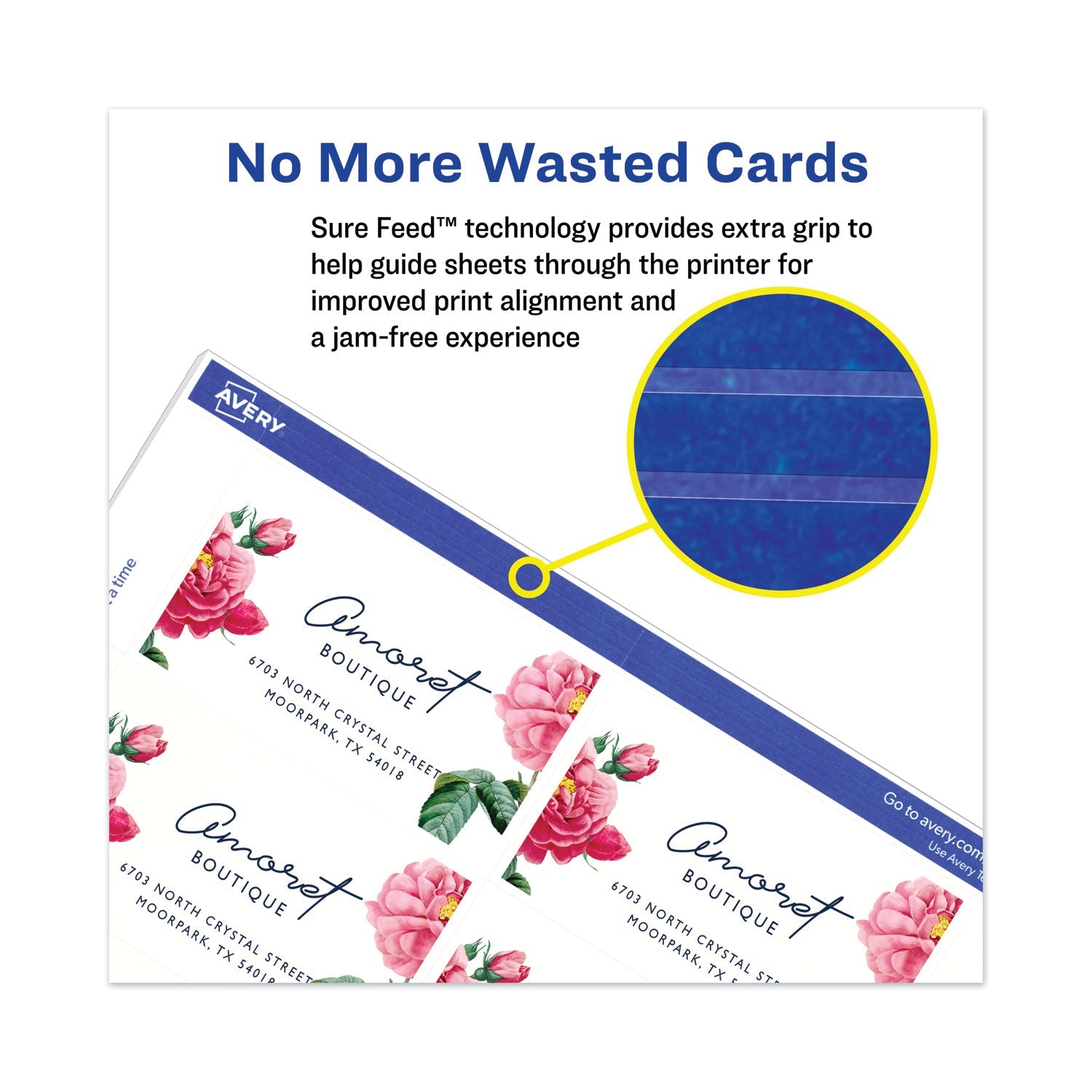 Avery Printable Microperforated Business Cards w/Sure Feed Technology, Inkjet, 2 x 3.5, White,  250 Cards, 10/Sheet, 25 Sheets/Pack