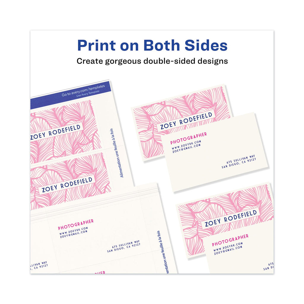 Avery Printable Microperforated Business Cards w/Sure Feed Technology, Inkjet, 2 x 3.5, White,  250 Cards, 10/Sheet, 25 Sheets/Pack