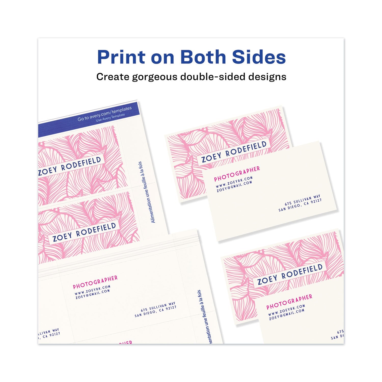 Avery Printable Microperforated Business Cards w/Sure Feed Technology, Inkjet, 2 x 3.5, White,  250 Cards, 10/Sheet, 25 Sheets/Pack