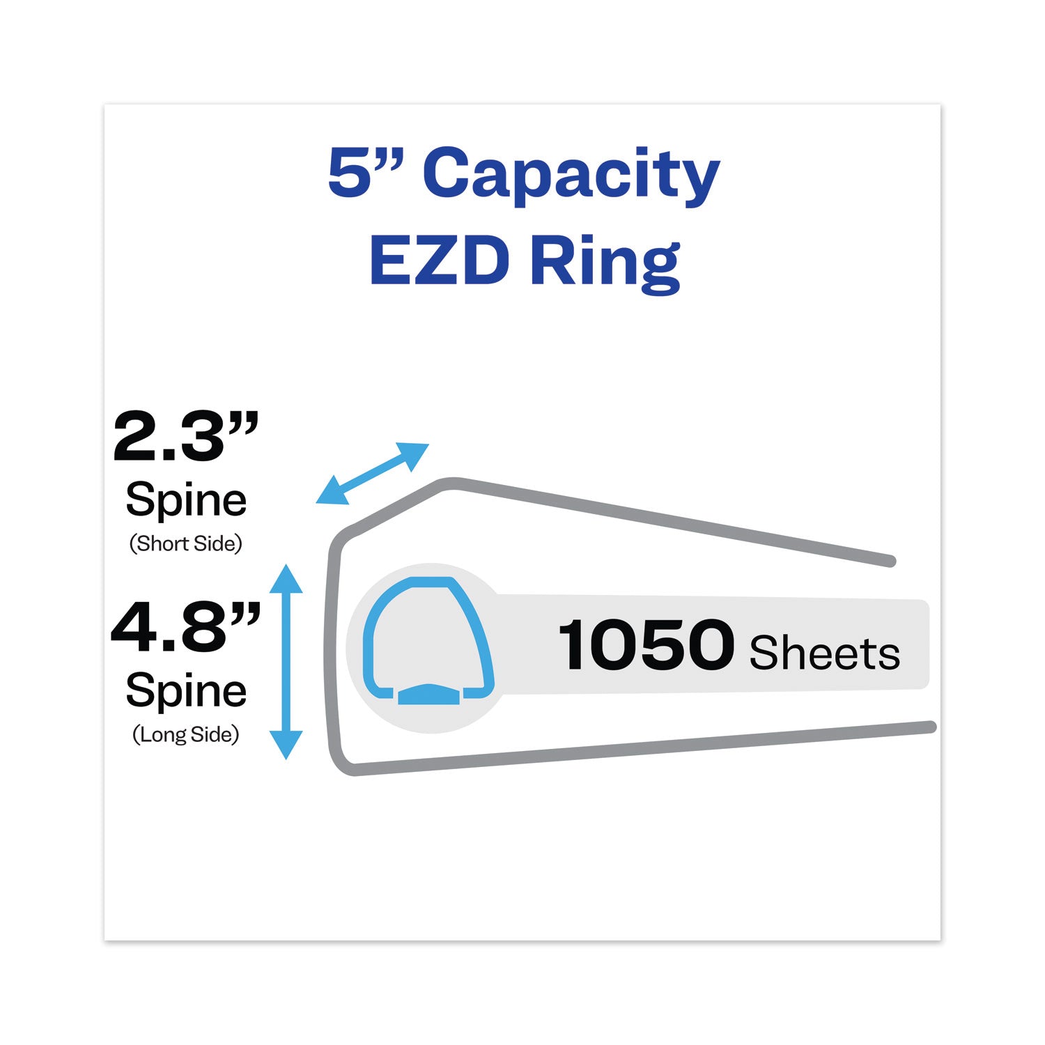 Avery Heavy-Duty View Binder with DuraHinge and Locking One Touch EZD Rings, 3 Rings, 5" Capacity, 11 x 8.5, White