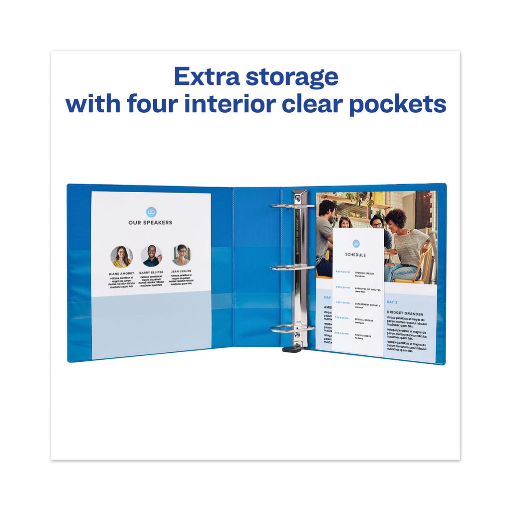 Avery Heavy-Duty View Binder with DuraHinge and One Touch EZD Rings, 3 Rings, 2" Capacity, 11 x 8.5, Pacific Blue