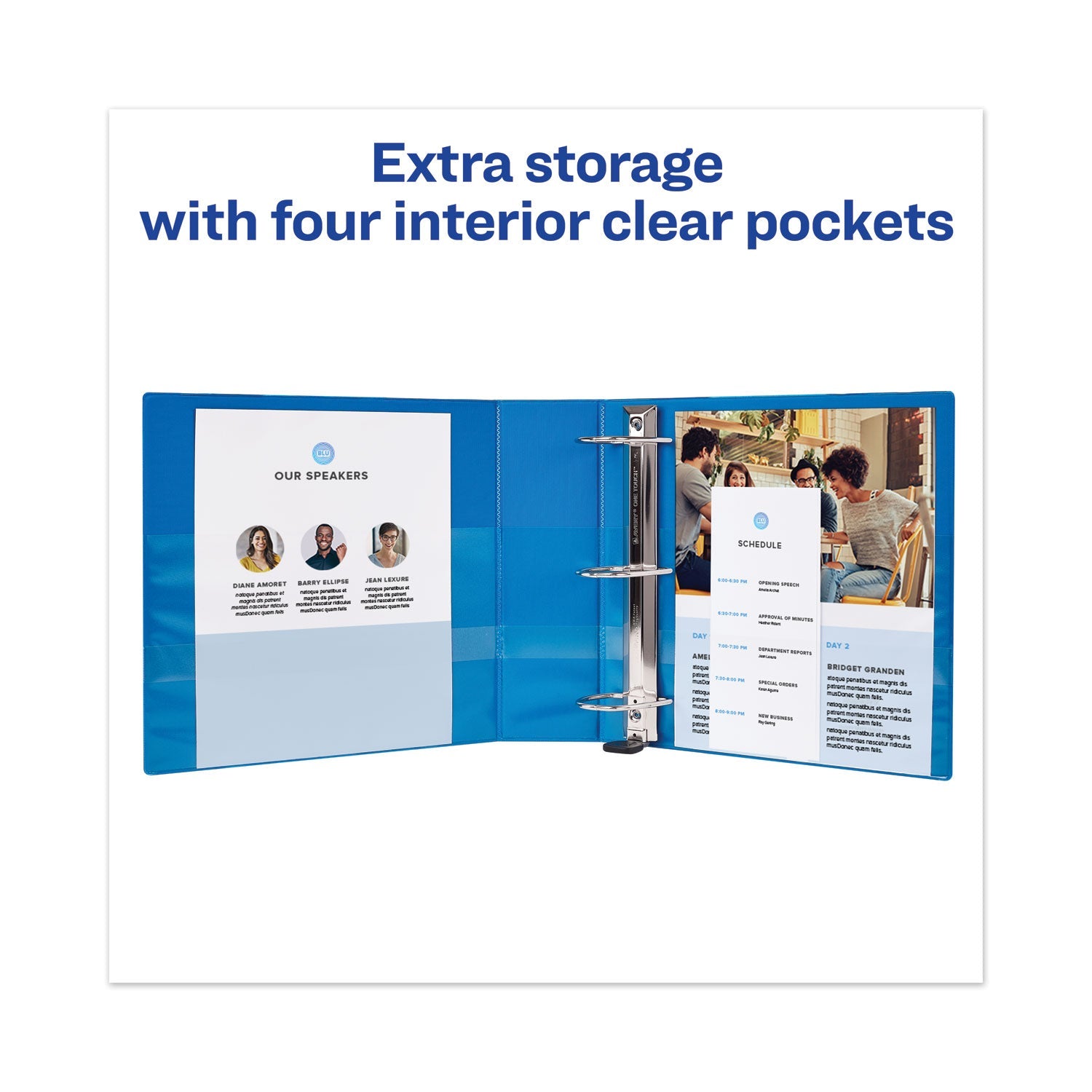 Avery Heavy-Duty View Binder with DuraHinge and One Touch EZD Rings, 3 Rings, 2" Capacity, 11 x 8.5, Pacific Blue