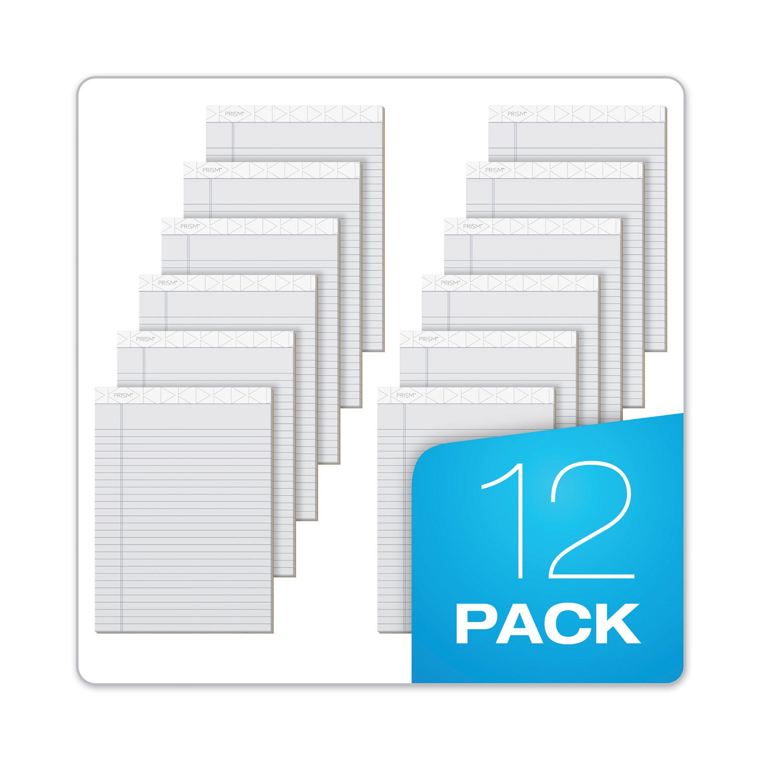 TOPS Prism + Colored Writing Pads, Wide/Legal Rule, 50 Pastel Gray 8.5 x 11.75 Sheets, 12/Pack
