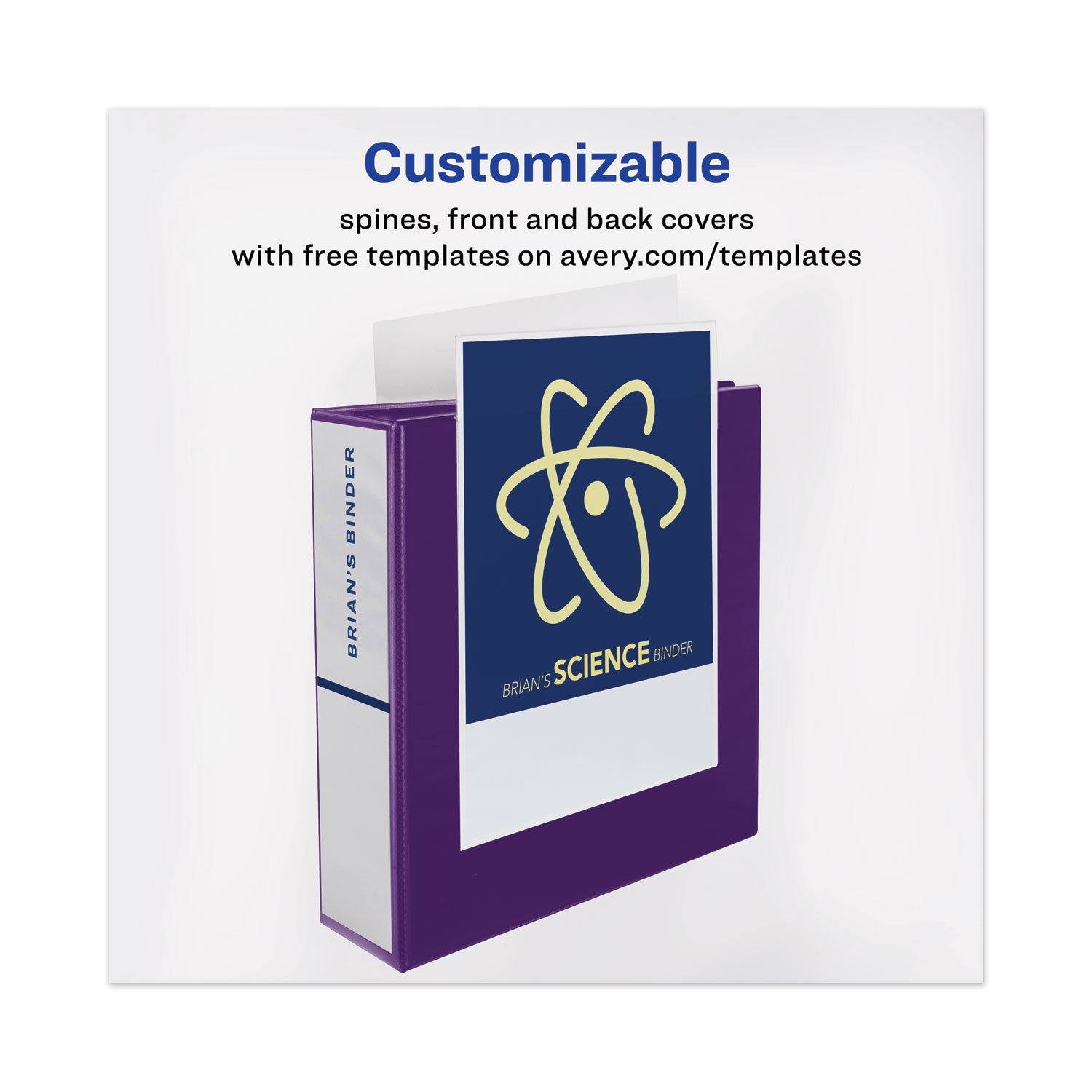 Avery Heavy-Duty View Binder with DuraHinge and One Touch EZD Rings, 3 Rings, 1" Capacity, 11 x 8.5, Purple