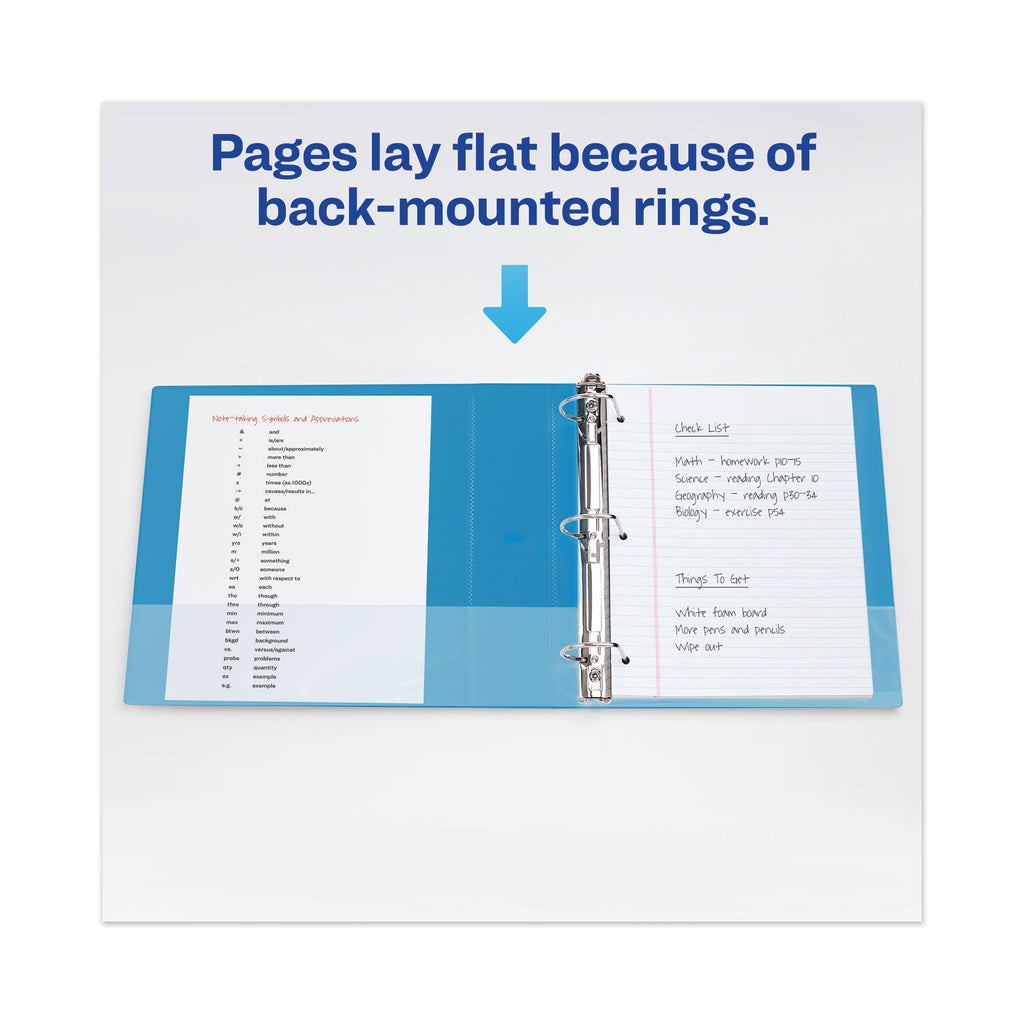 Avery Heavy-Duty View Binder with DuraHinge and One Touch EZD Rings, 3 Rings, 2" Capacity, 11 x 8.5, Pacific Blue