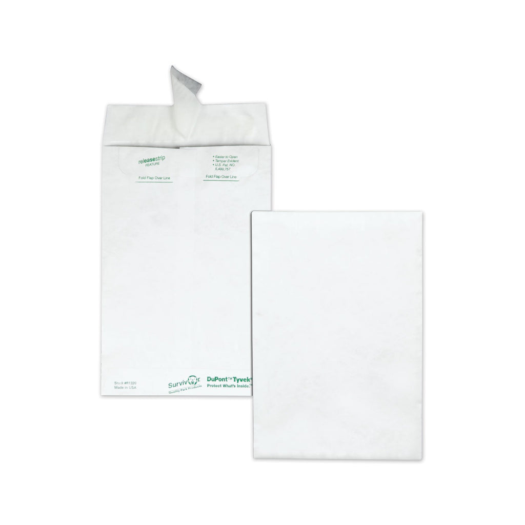 Survivor Lightweight 14 lb Tyvek Catalog Mailers, #6 1/2, Square Flap, Redi-Strip Adhesive Closure, 6 x 9, White, 100/Box