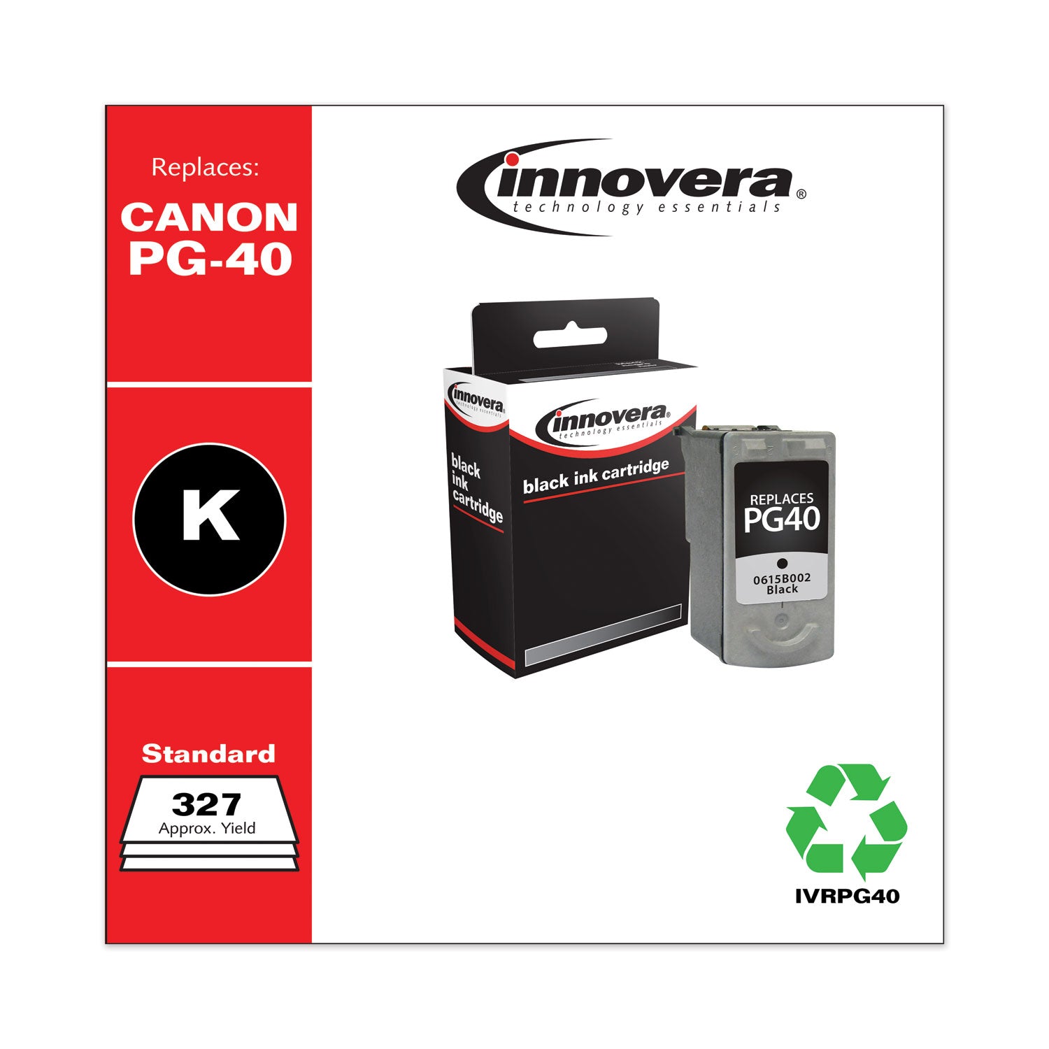 Innovera Remanufactured Black Ink, Replacement for PG-40 (0615B002), 327 Page-Yield