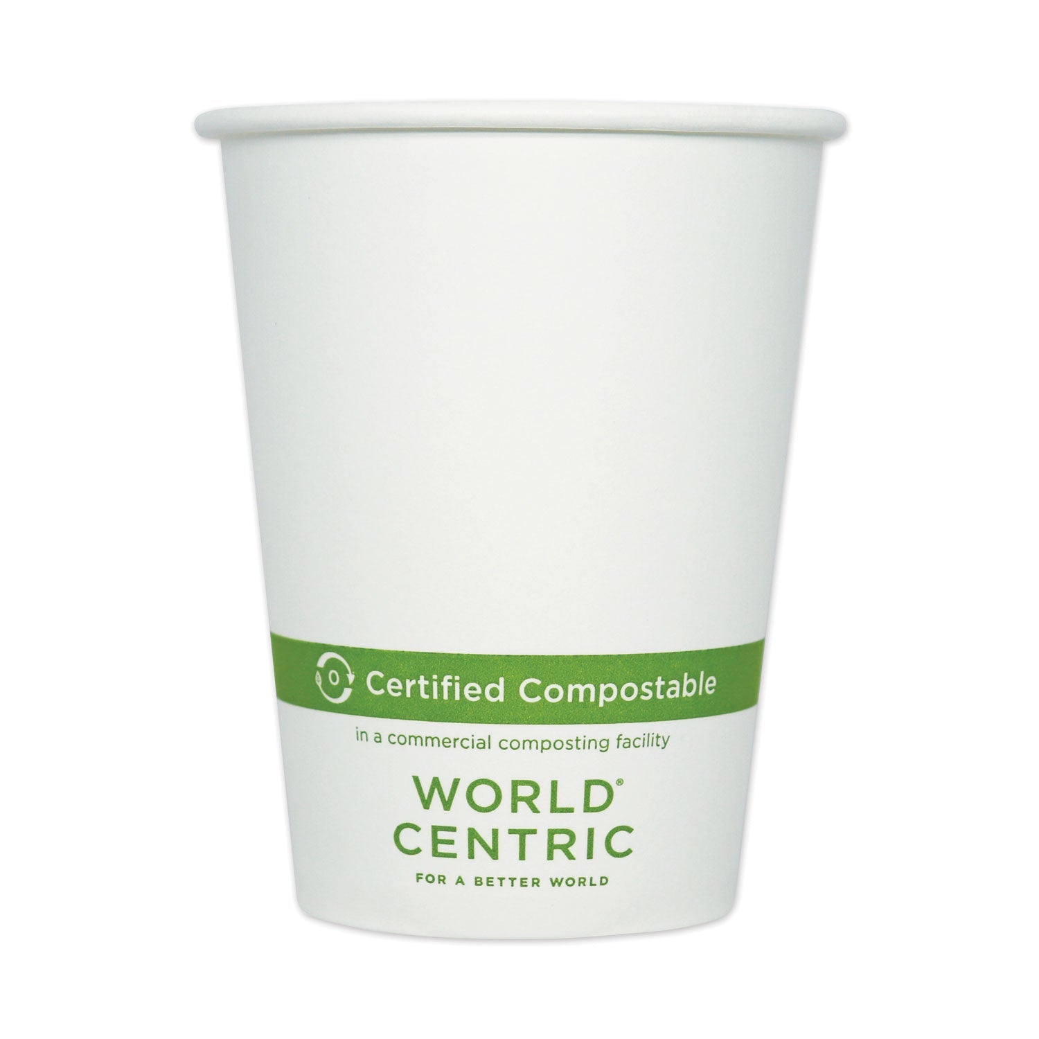 World Centric Paper Hot Cups, 12 oz, White, 1,000/Carton