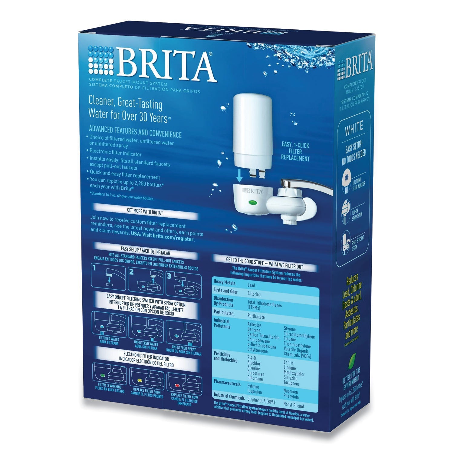 Brita On Tap Faucet Water Filter System, White, 4/Carton