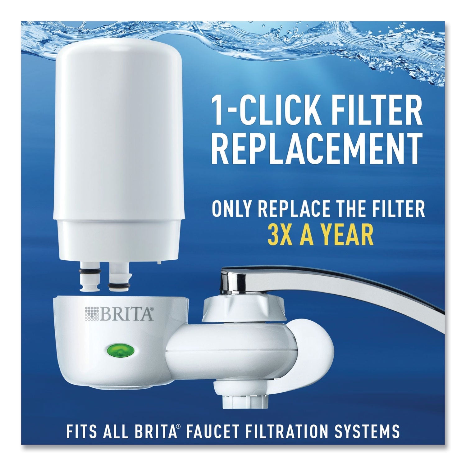 Brita On Tap Faucet Water Filter System, White, 4/Carton
