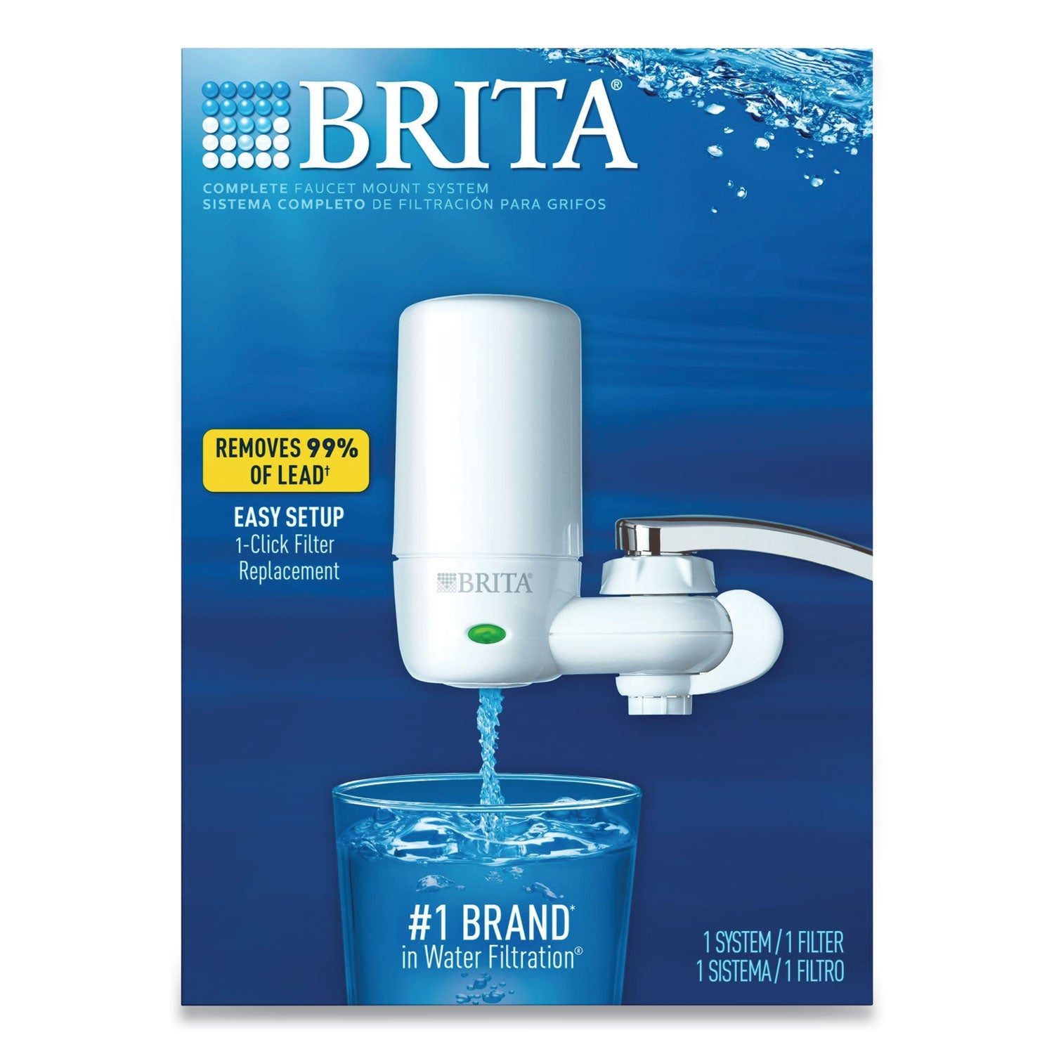 Brita On Tap Faucet Water Filter System, White, 4/Carton