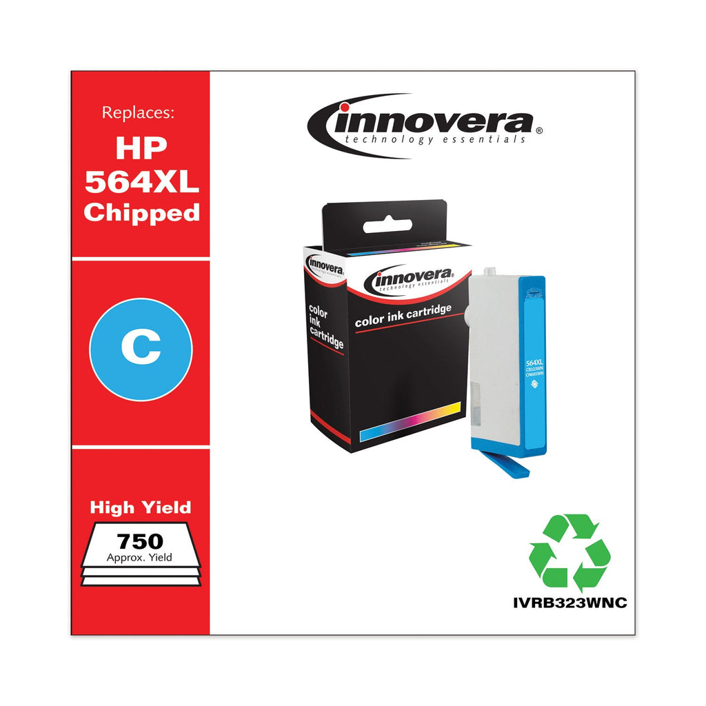 Innovera Remanufactured Cyan High-Yield Ink, Replacement for 564XL (CB323WN), 750 Page-Yield