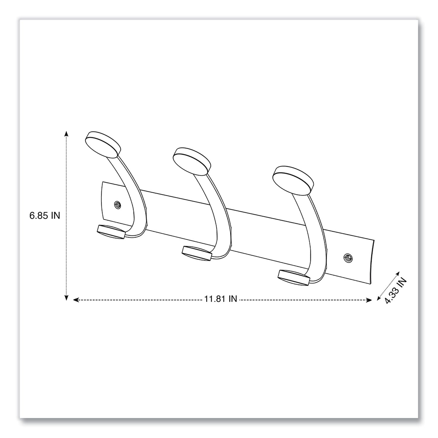 Alba Wooden Coat Hook, Three Wood Peg Wall Rack, Brown/Silver