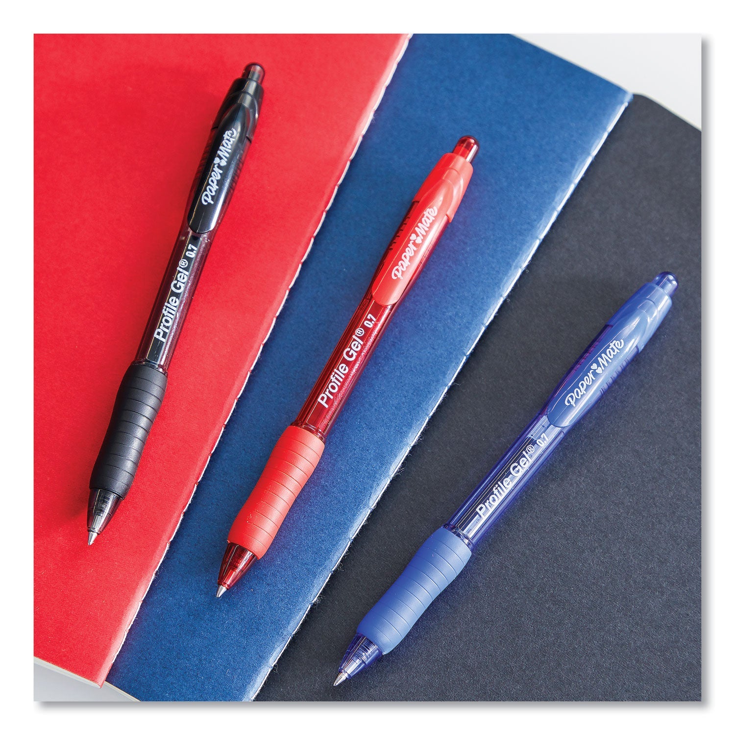 Paper Mate Profile Gel Pen, Retractable, Fine 0.5 mm, Black Ink, Translucent Black Barrel, Dozen