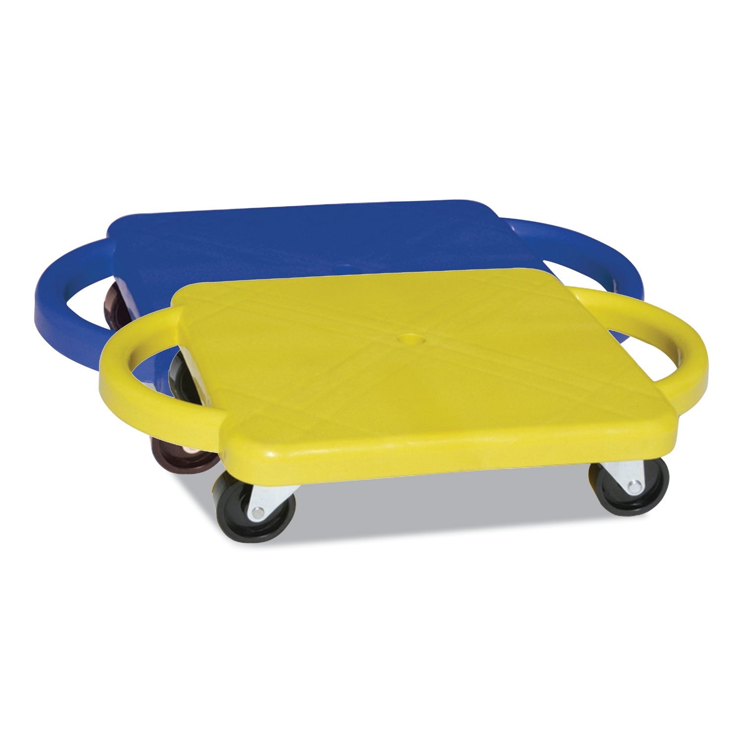 Champion Sports Scooter with Handles, Blue/Yellow, 4 Rubber Swivel Casters, Plastic, 12 x 12