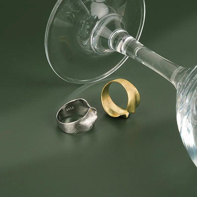 LIVVY Silver Color Irregular Geometric Wave Ring