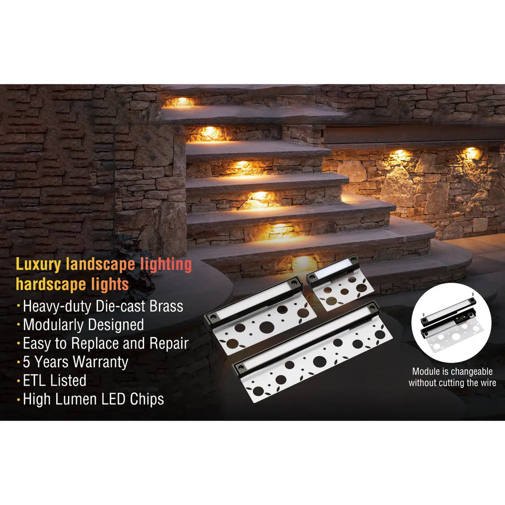 7" 3W Landscape Lights Outdoor RGB CCT Tunable Brass Hardscape Paver Fixture