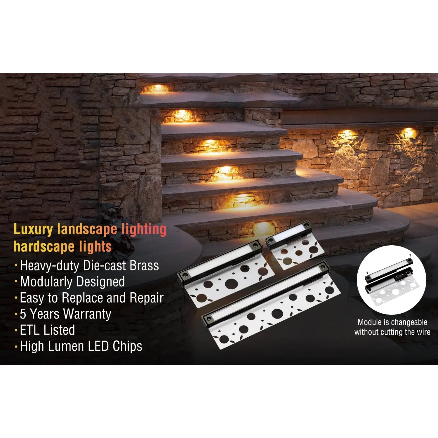 7" 3W Landscape Lights Outdoor RGB CCT Tunable Brass Hardscape Paver Fixture