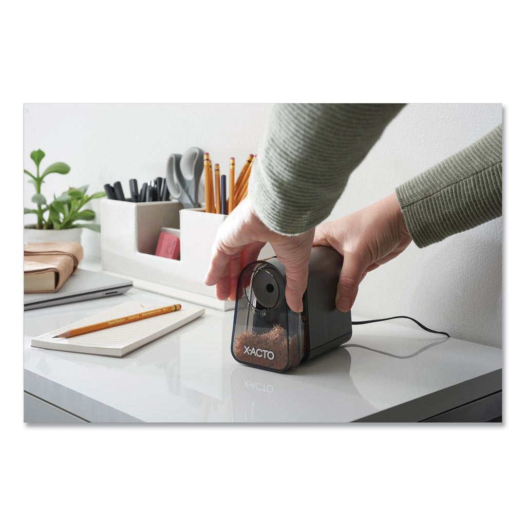 X-ACTO Model 19501 Mighty Mite Home Office Electric Pencil Sharpener, AC-Powered, 3.5 x 5.5 x 4.5, Black/Gray/Smoke