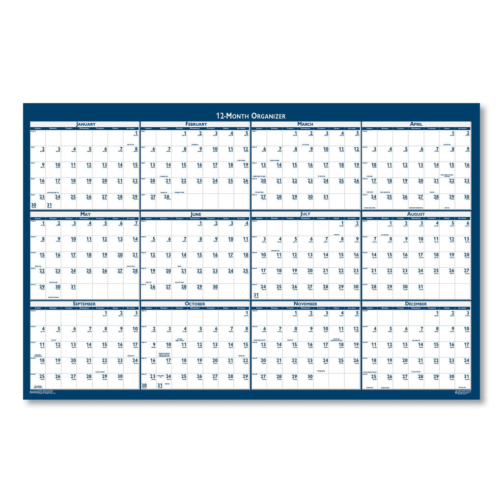 House of Doolittle Recycled Yearly Reversible Wall Calendar Non-Laminated, 24 x 37, White/Blue Sheets, 12-Month (Jan to Dec): 2023