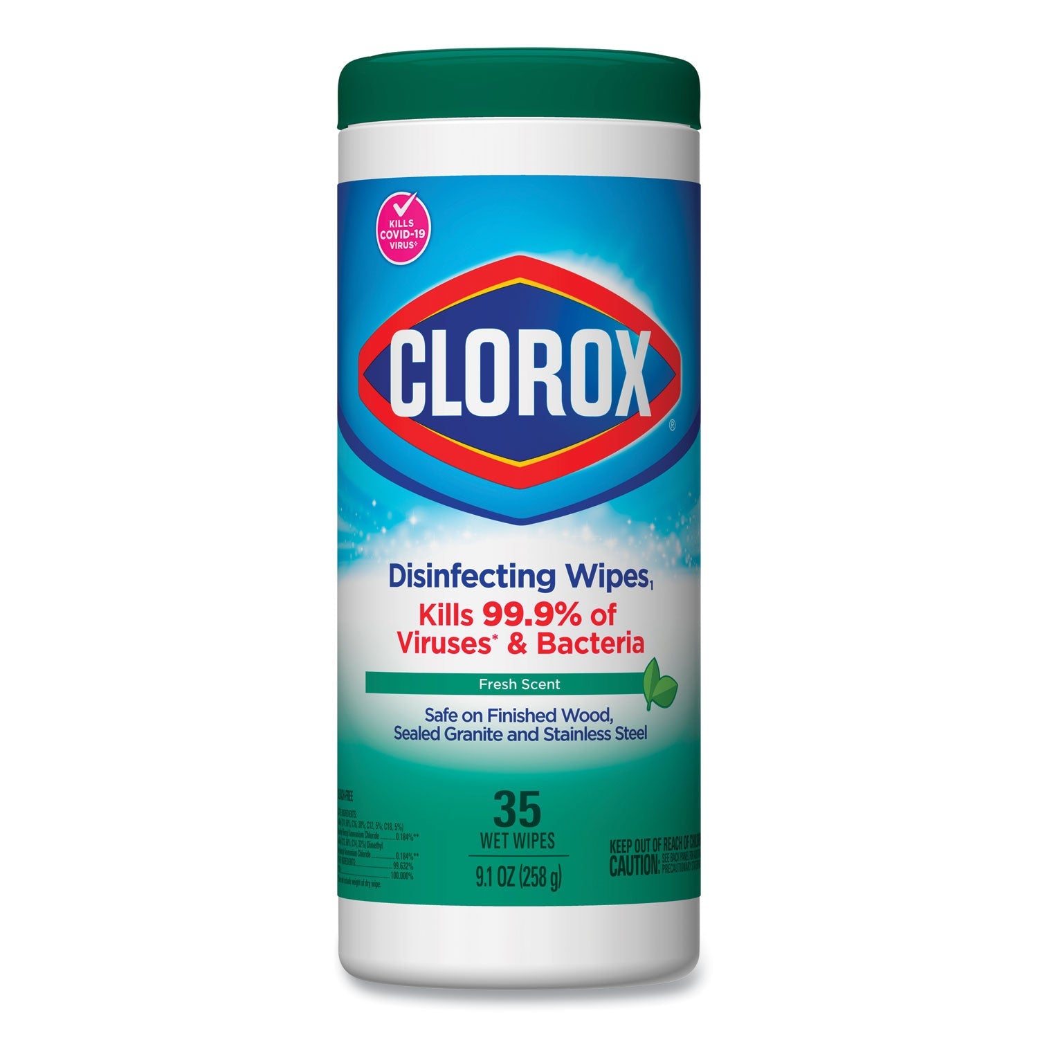 Clorox Disinfecting Wipes, 7 x 8, Fresh Scent, 35/Canister, 12/Carton