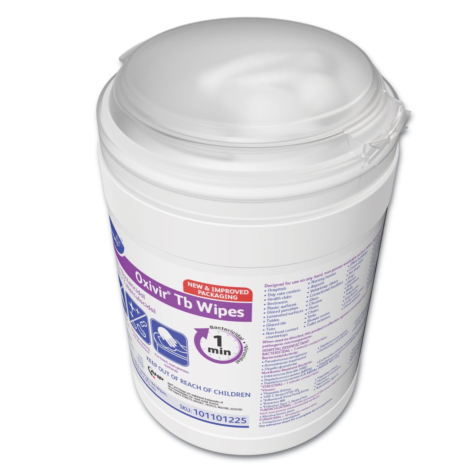 Diversey Oxivir TB Disinfectant Wipes, 7 x 6, White, 160/Canister, 12 Canisters/Carton