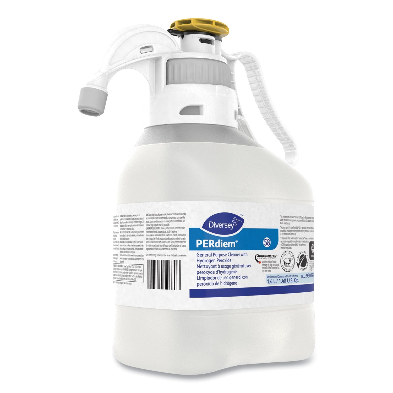 Diversey PERdiem Concentrated General Cleaner with Hydrogen Peroxide, 47.34 oz, Bottle, 2/Carton