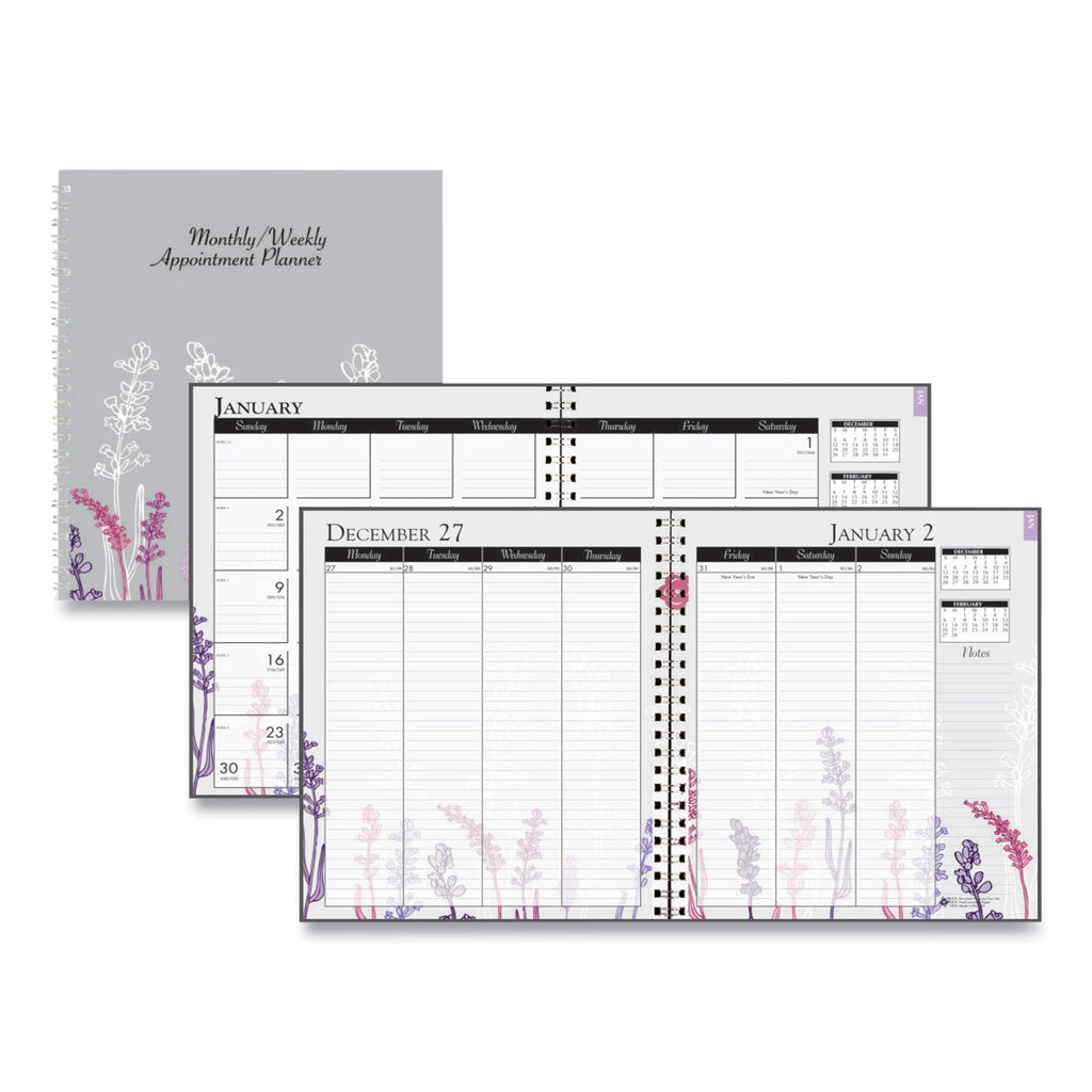 House of Doolittle Recycled Wild Flower Weekly/Monthly Planner, Wild Flowers Artwork, 9 x 7, Gray/White/Purple Cover, 12-Month (Jan-Dec): 2023