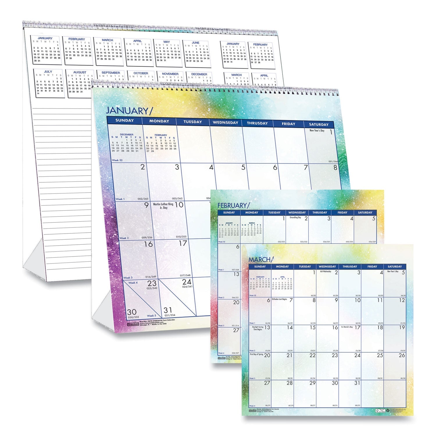 House of Doolittle Recycled Cosmos Tent Calendar, Cosmos Artwork, 6 x 6, White/Blue/Multicolor Sheets, 2023