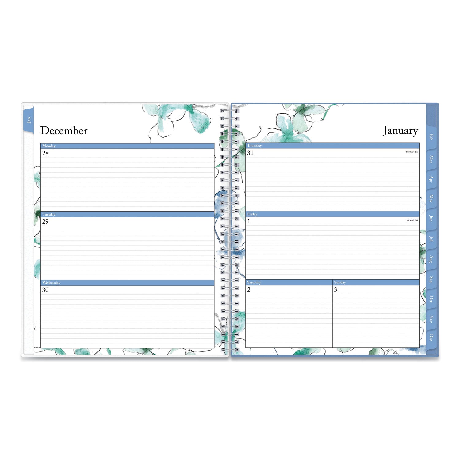 Blue Sky Lindley Weekly/Monthly Planner, Lindley Floral Artwork, 11 x 8.5, White/Blue/Green Cover, 12-Month (Jan to Dec): 2023