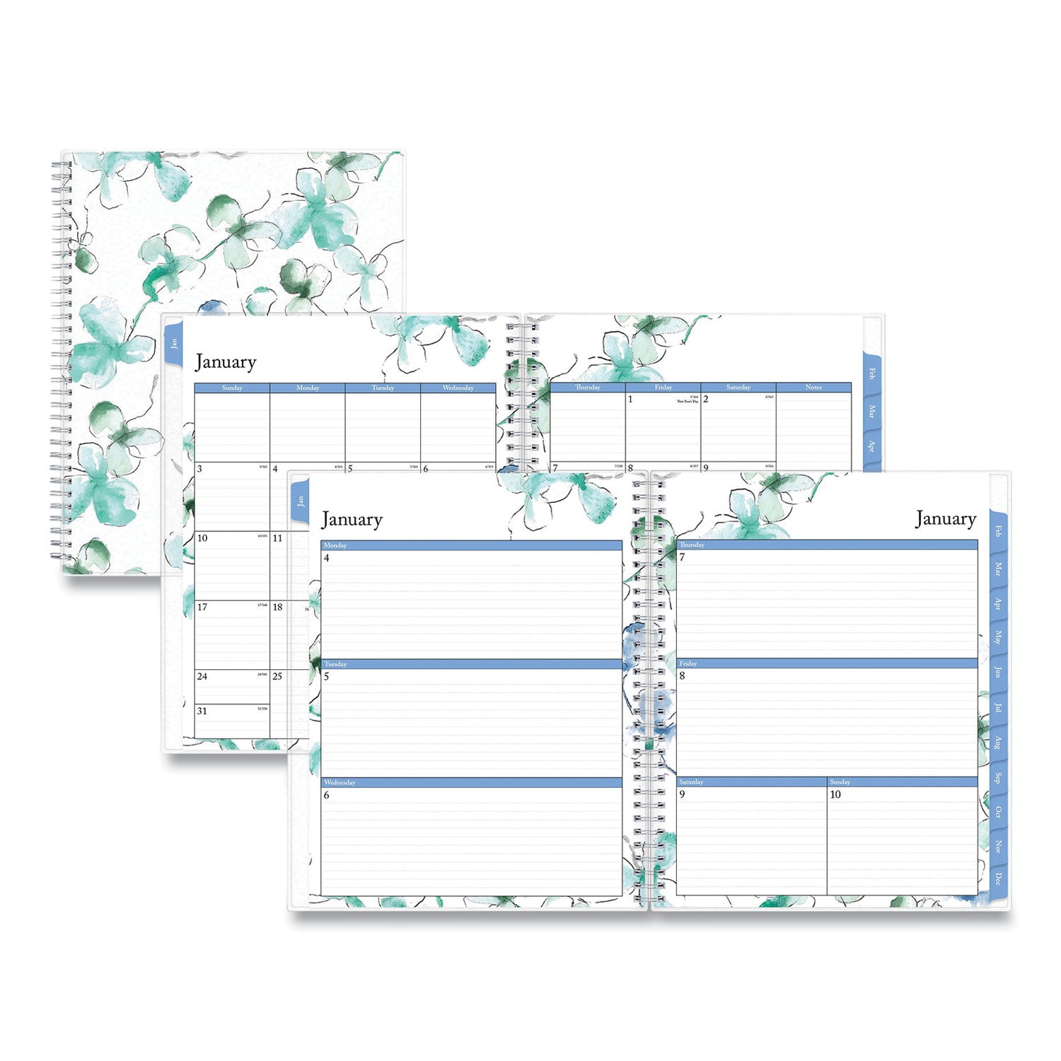 Blue Sky Lindley Weekly/Monthly Planner, Lindley Floral Artwork, 11 x 8.5, White/Blue/Green Cover, 12-Month (Jan to Dec): 2023