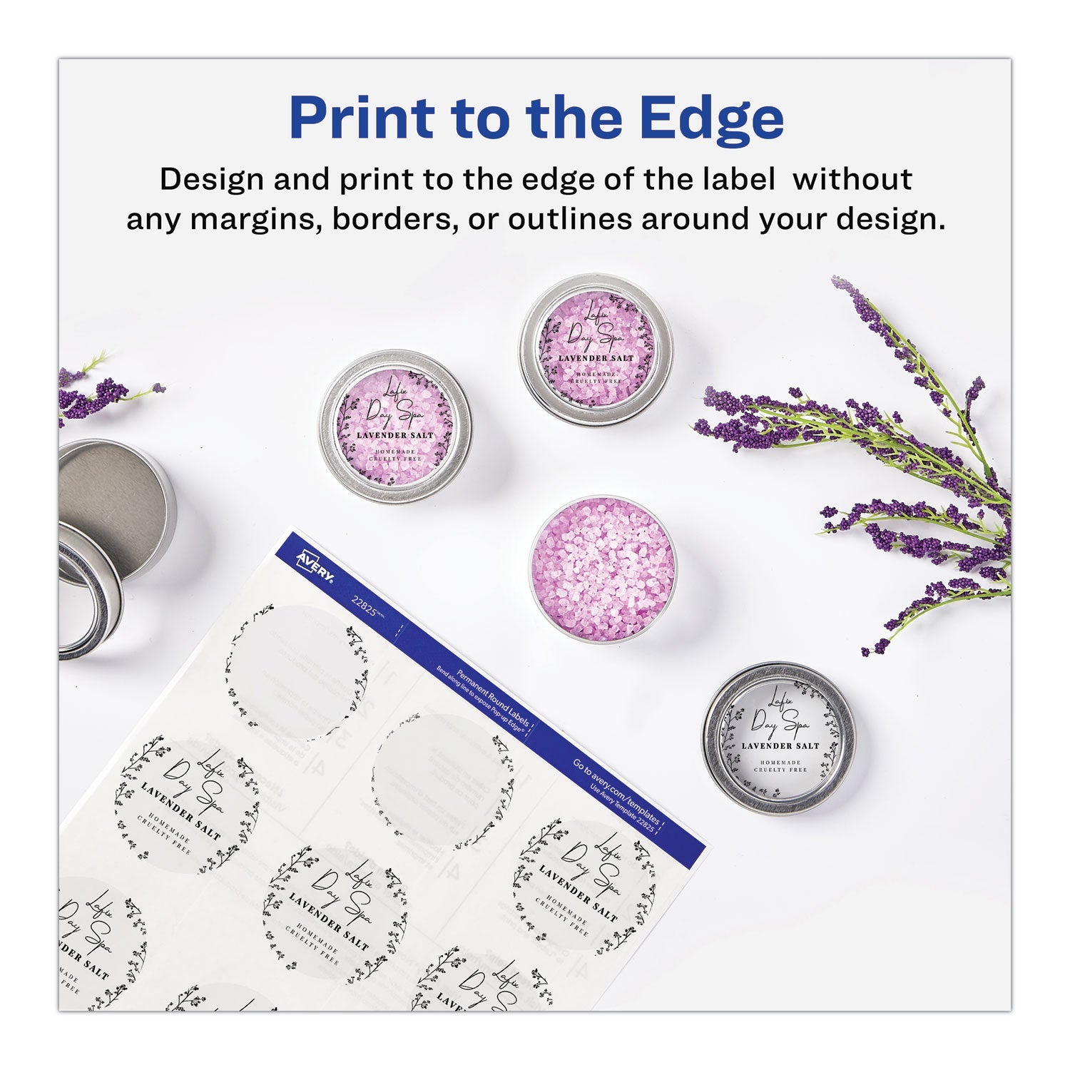 Avery Round Print-to-the Edge Labels with Sure Feed and Easy Peel, 2" dia, Glossy Clear, 120/PK