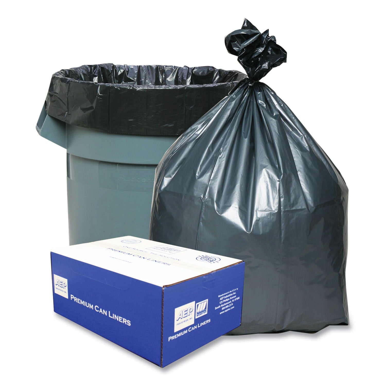 Platinum Plus Can Liners, 60 gal, 1.55 mil, 39" x 56", Gray, 50/Carton