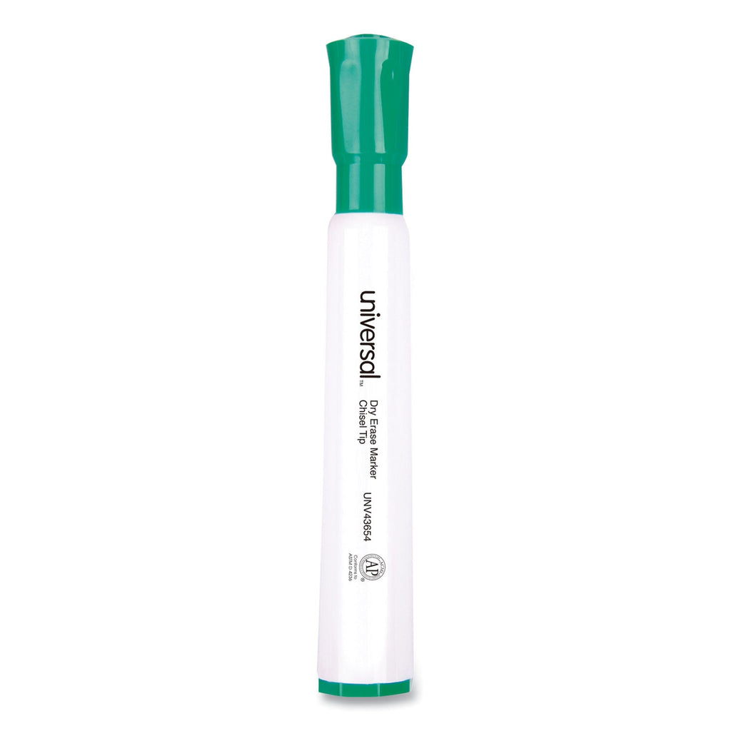 Universal Dry Erase Marker, Broad Chisel Tip, Green, Dozen
