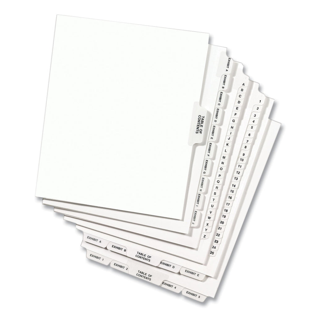 Avery Preprinted Legal Exhibit Side Tab Index Dividers, Avery Style, 10-Tab, 52, 11 x 8.5, White, 25/Pack, (1052)