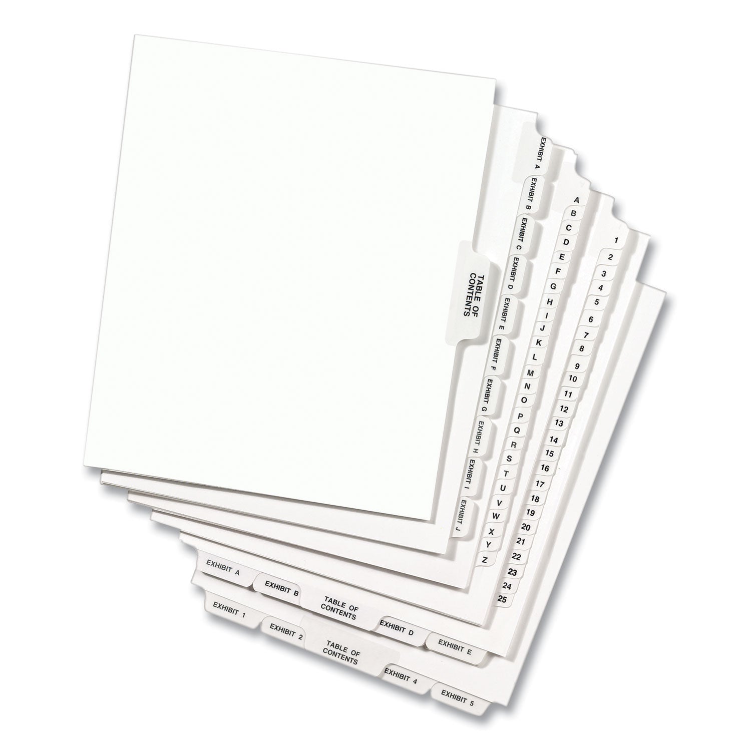 Avery Preprinted Legal Exhibit Side Tab Index Dividers, Avery Style, 10-Tab, 52, 11 x 8.5, White, 25/Pack, (1052)