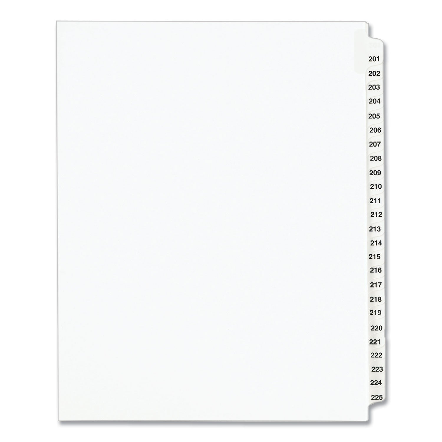 Avery Preprinted Legal Exhibit Side Tab Index Dividers, Avery Style, 25-Tab, 201 to 225, 11 x 8.5, White, 1 Set, (1338)