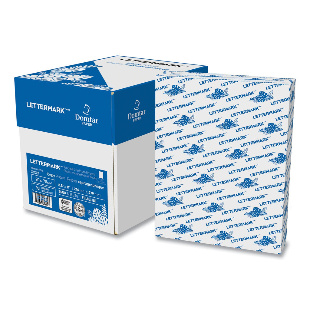Lettermark Custom Cut-Sheet Copy Paper, 92 Bright, Micro-Perforated Every 3.66", 24 lb Bond Weight, 8.5 x 11, White, 500/Ream